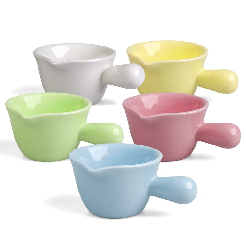 Keponbee Small Sauce Bowls 2 OZ Cute Dip Bowls Set of 5 with Handle Colorful Ceramic Creamer Cup Mini - Mixed 5 Color - Image 1