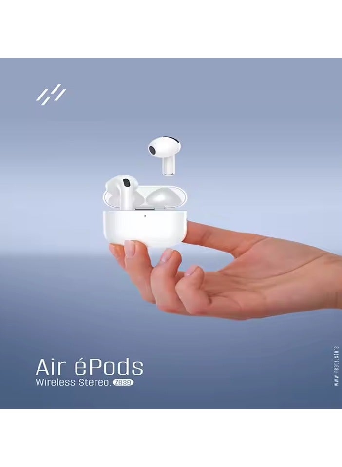 ZB39 White In-Ear Earphones with Touch Sensor Auto Reconnect Noise Cancelling TWS Headphones with Mic - Image 2