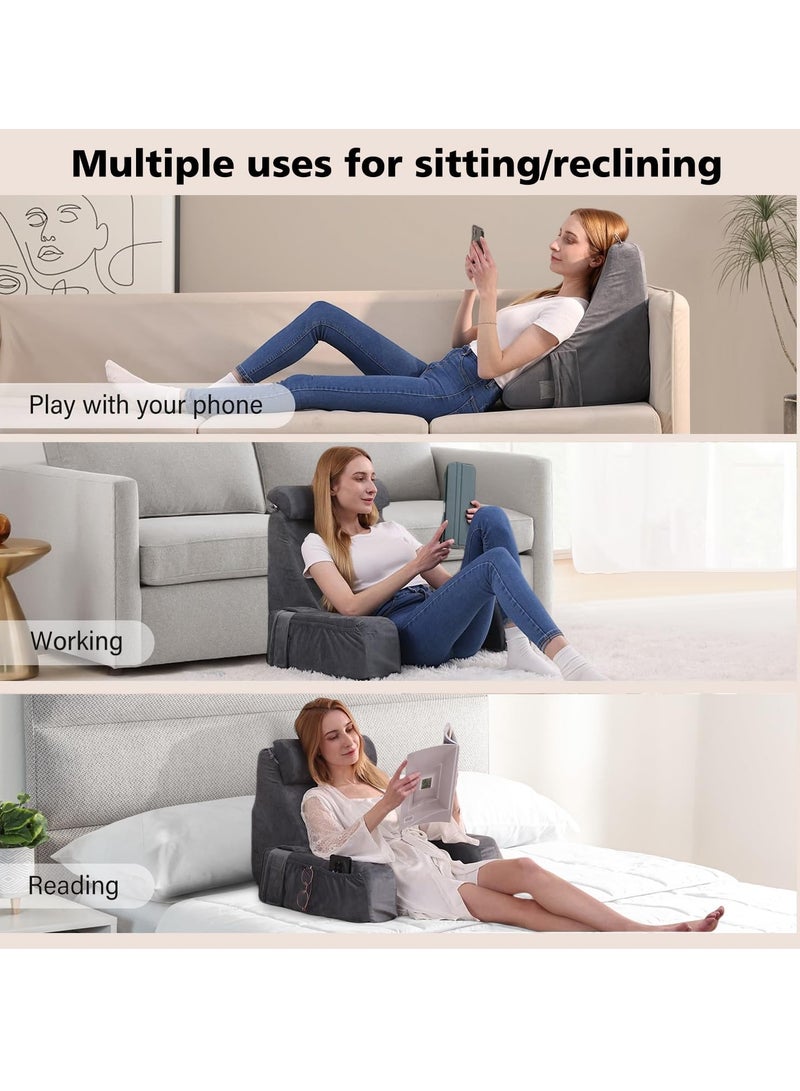 شو وو وسادة قراءة مريحة للغاية من إسفنج الذاكرة كبير الحجم، مسند ظهر قابل للإزالة، وسادة أسفل الظهر قابلة للفصل، وسادة دعم الرقبة، وسادة مقعد، وسادة راحة السرير، وسادة استرخاء، وسادة دعم الظهر - Image 4