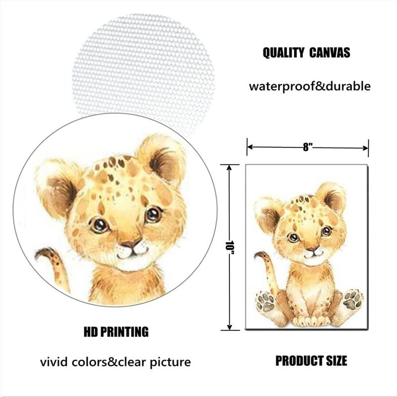 Kiddale Baby Watercolor Animals Wall Art Prints Set of 4 (8x10 Unframed) Tiger Elephant Zebra Giraffe Safari Animals Pictures Nursery Decor Art - Image 3