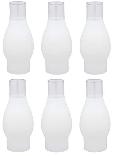Ciata Victorian Glass Hurricane Chimney Lamp Globe Replacement 6 Pack Frosted Glass Chimney Shade with 3 Inch Fitter and 4 Inch Bulge