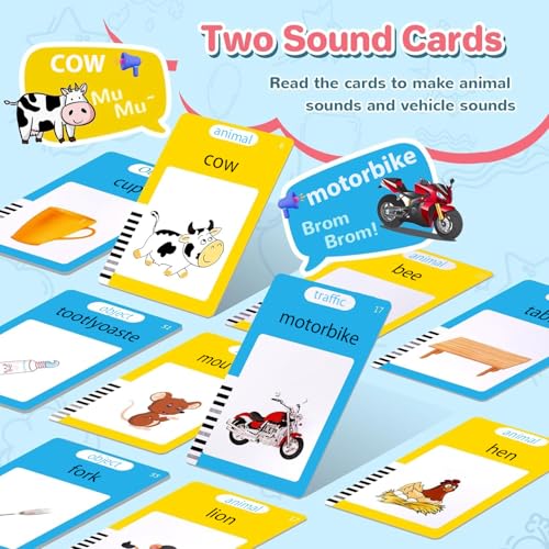 AHJ Spanish English Talking Flash Cards for Toddler Bilingual Flash Cards Learning Montessori Toys with 224 Sight Words Speech Therapy Toys for Children Sensory Preschool Education - Image 5