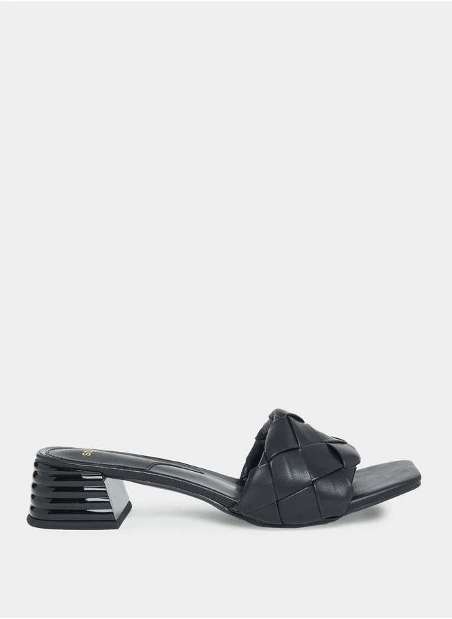 Styli Weave Strap Block Heel Sandals