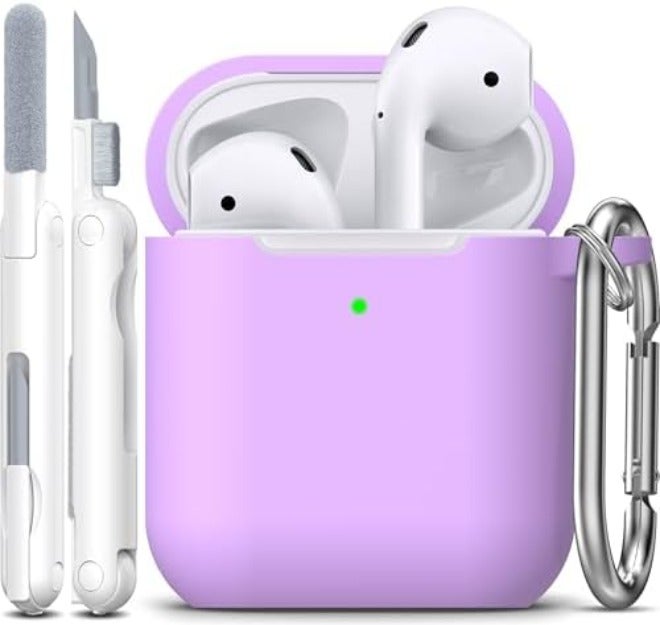 R-fun for AirPods 1/2 Case, Soft Silicone Protective Cover with Keychain and Cleaning Pen, Compatible with AirPods 2nd/1st Generation (2016/2019), Full Drop Protection Cover, Pink - Image 1