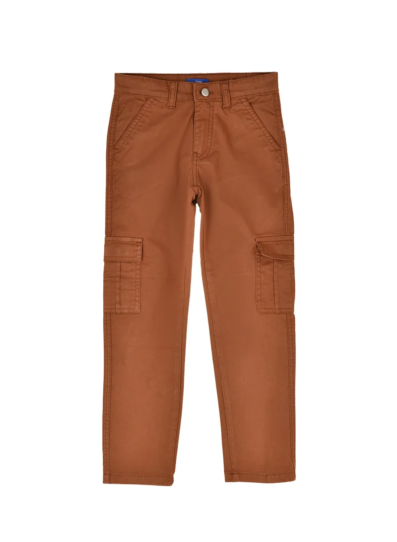 جام Boys Cargo Pants with Side Pockets - Brown