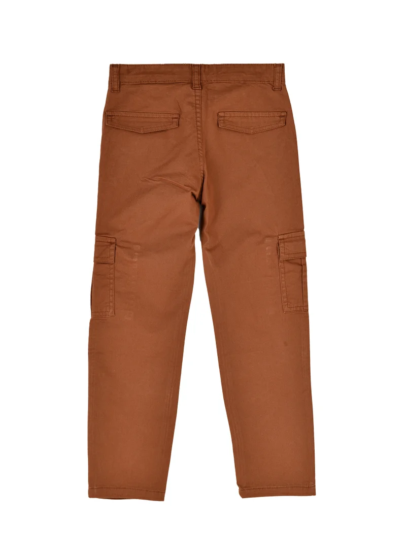 جام Boys Cargo Pants with Side Pockets - Brown