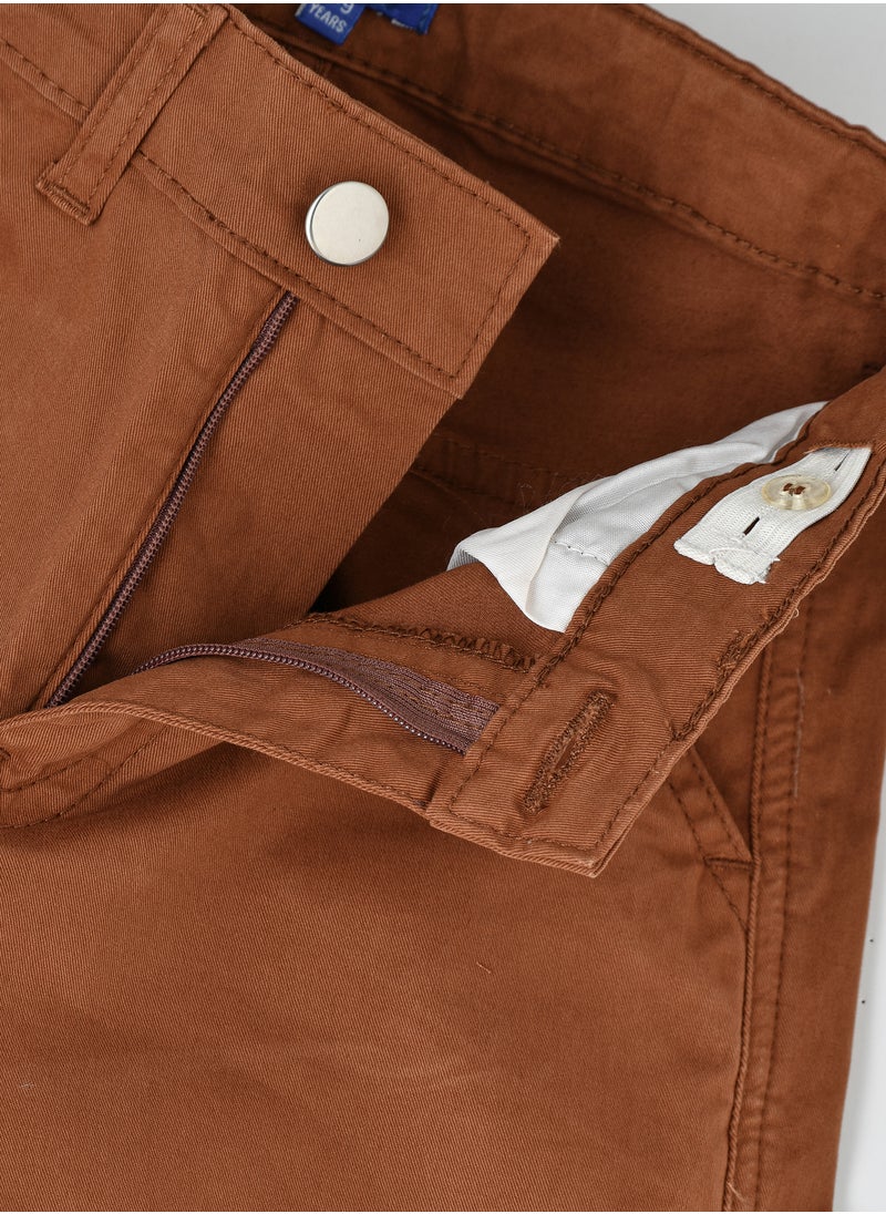 JAM - Boys Cargo Pants with Side Pockets - Brown - Image 1