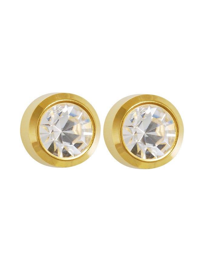 Studex 2MM Cubic Zirconia Bezel 24K Pure Gold Plated Ear Studs | Hypoallergenic | Ideal for every day wear - Image 1