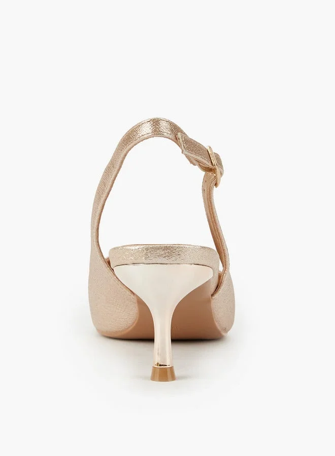 Flora Bella By Shoexpress Metallic Pointed Toe Shoes with Stiletto Heels