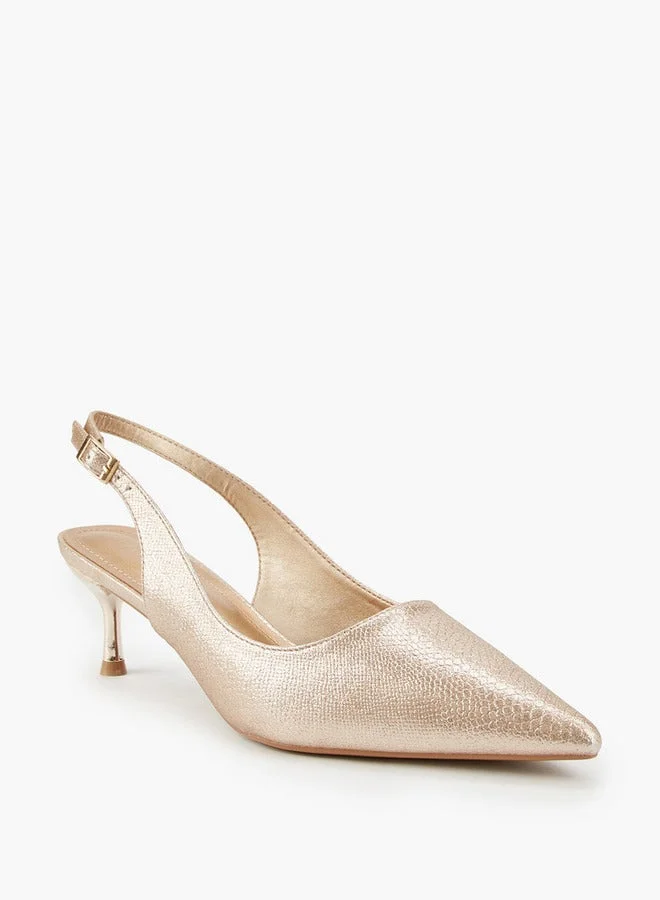 Flora Bella By Shoexpress Metallic Pointed Toe Shoes with Stiletto Heels