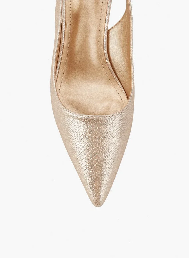 Flora Bella By Shoexpress Metallic Pointed Toe Shoes with Stiletto Heels