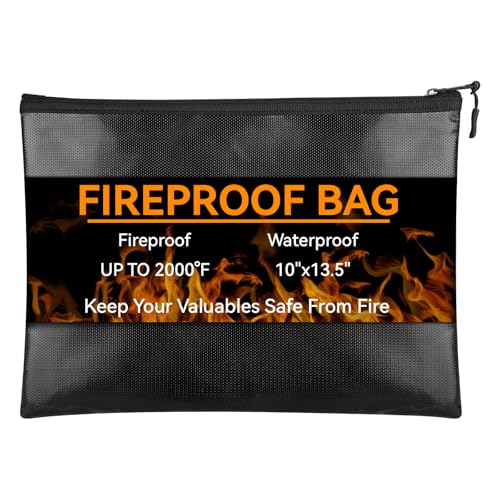 Hoiny Fireproof Document Bag 10x135 Waterproof Holder with Zipper for Passport Important Papers Cash Money and Valuables Secure Storage Organizer for Travel Home Office - Image 1