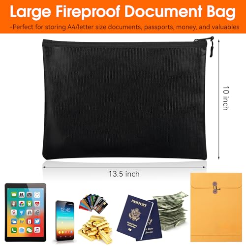 Hoiny Fireproof Document Bag 10x135 Waterproof Holder with Zipper for Passport Important Papers Cash Money and Valuables Secure Storage Organizer for Travel Home Office - Image 3