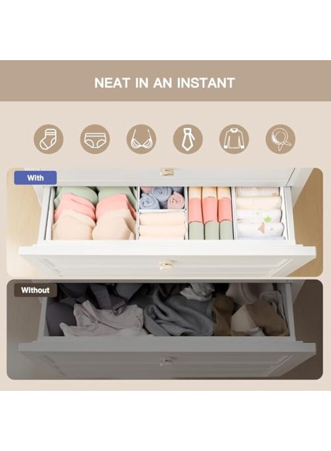 Drawer Organizer Clothes, 10 Pack Dresser Organizer for Baby Clothes, Underwear, Sock- Foldable Closet Organization and Storage Dividers Bins for Nursery, Bedroom (White) - Image 2