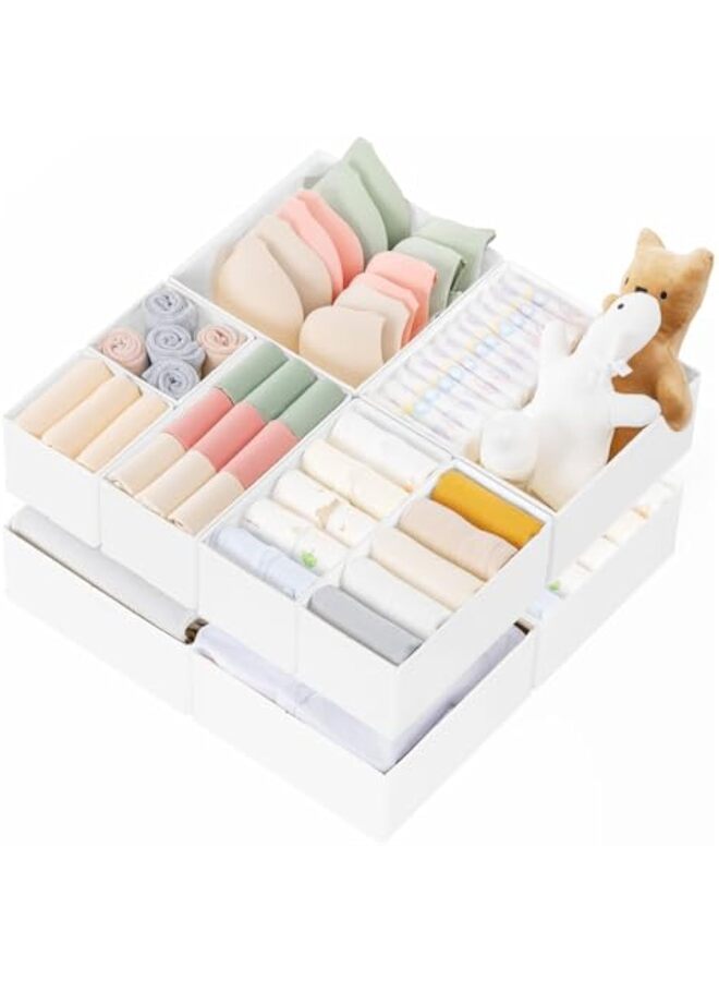 Drawer Organizer Clothes, 10 Pack Dresser Organizer for Baby Clothes, Underwear, Sock- Foldable Closet Organization and Storage Dividers Bins for Nursery, Bedroom (White) - Image 1