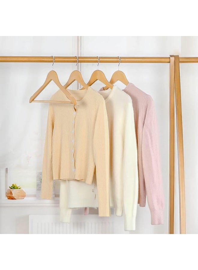 Wooden Clothes Hangers, Wood, Chrome Hooks, Suit Hangers with Notches Wooden Hangers, Wood Clothes Hangers, Durable Coat Hanger with 360-Degree Rotatable Hook, Non-Slip (100) - Image 4