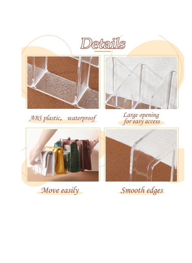 Generic 2 Pcs Plastic Divided Purse Organizer, 13 x 6 x 5 Inches Clear Handbag Storage Organizer, Desk File Sorter Stand Holder, Suitable for Closets, Bedrooms, Dressers Desk File  - Image 3