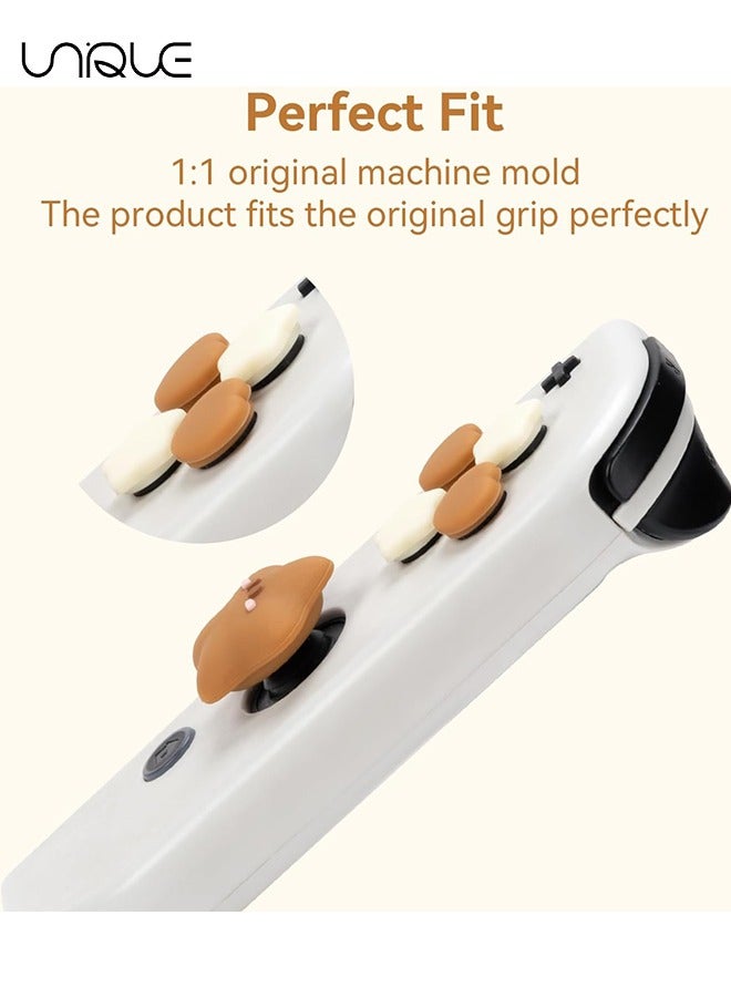 Unique 7 Piece Set Cross D-Pad Button Caps Thumb Grips Set - Compatible with Nintendo Switch/Switch OLED - Cute 3D Soft Silicone ABXY Buttons Sticker Joystick Cover Caps - Brown and Cream White Stars  - Image 2