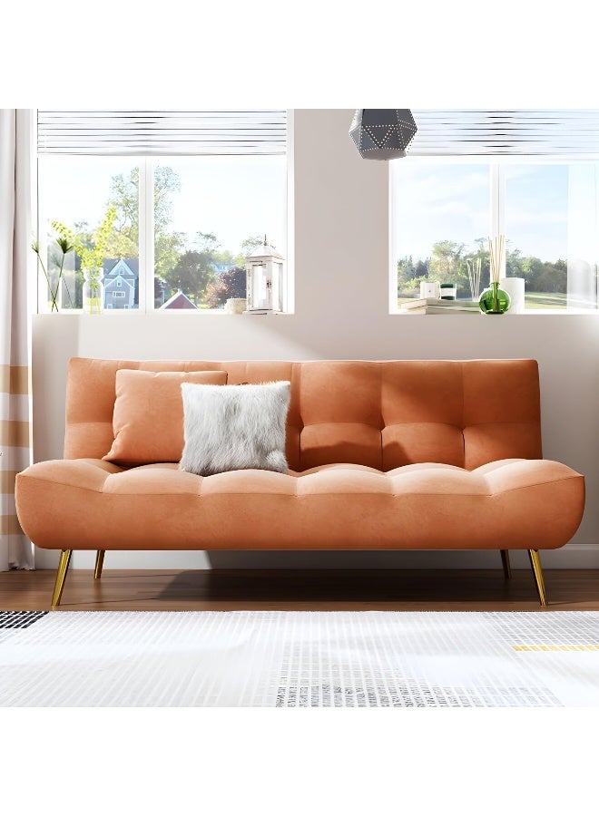 Zayn comforts Scandinavian Tufted Back Couch Armless Sofa Bed With Brass Legs - Image 1