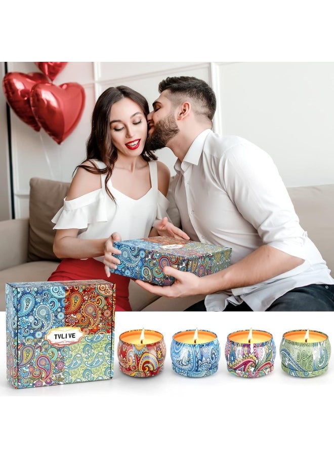 Generic Scented Candles Gifts for Women, 4 Pack Relaxation Aromatherapy Candles Gift Set with Floral Scent in Tin Can for Women on Mother's Day, Birthday, Wedding, Party  - Image 4