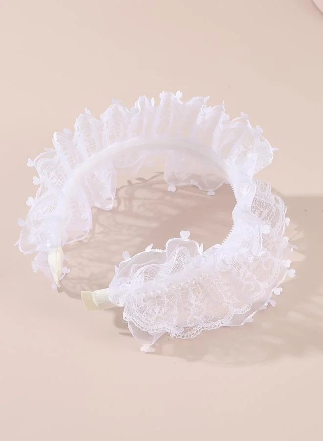 Take Two Take Two Girls Lace Faux Pearl Decor Headband