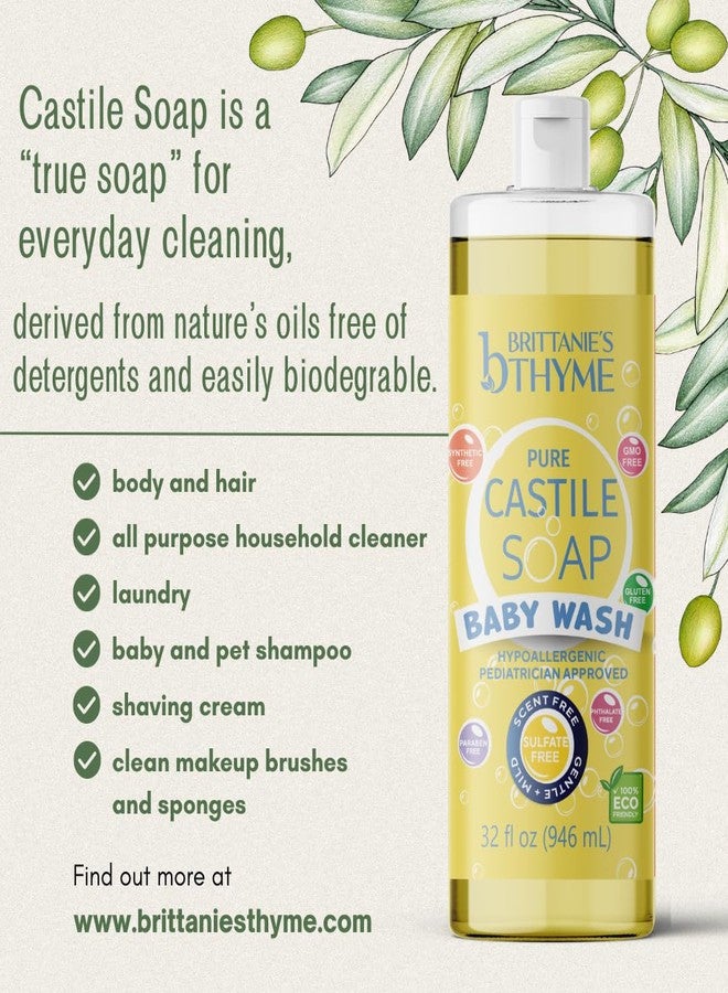 Brittanie's Thyme Brittanie’s Pure Castile Liquid Soap Refill, Baby, 32 Ounce Pack of 2 | Dish Soap, Hair & Body, Home, Gentle and Pure, Made with Natural Luxurious Oils, Vegan & Gluten Free Non-GMO - Image 3