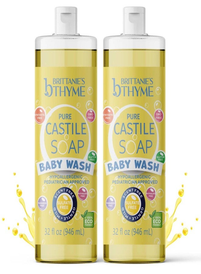 Brittanie's Thyme Brittanie’s Pure Castile Liquid Soap Refill, Baby, 32 Ounce Pack of 2 | Dish Soap, Hair & Body, Home, Gentle and Pure, Made with Natural Luxurious Oils, Vegan & Gluten Free Non-GMO - Image 1