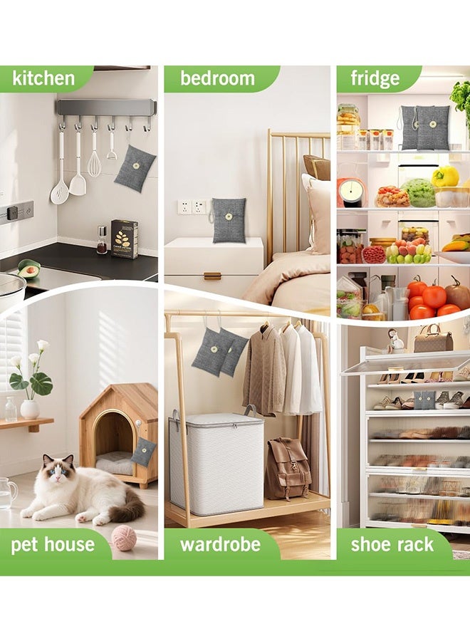 4 Packs 100g Activated Bamboo Charcoal Bags Odor Absorber Air Purifier for Home Bag Car Closet Basement Shoe Room Refrigerator Litter Box Pet Safe Eid Home Cleaning Prep - Image 2