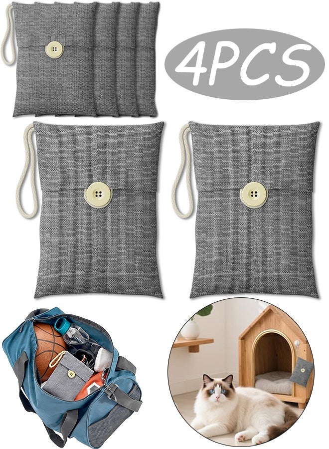 4 Packs 100g Activated Bamboo Charcoal Bags Odor Absorber Air Purifier for Home Bag Car Closet Basement Shoe Room Refrigerator Litter Box Pet Safe Eid Home Cleaning Prep - Image 1