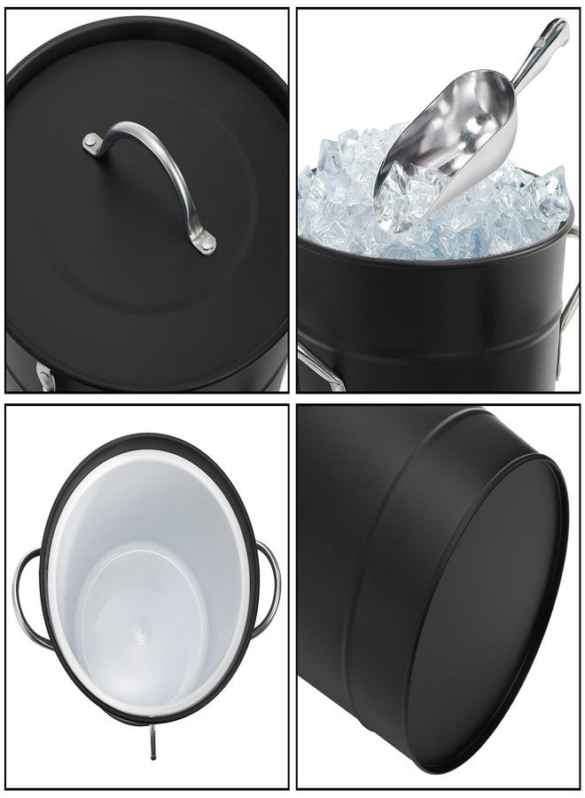 YOUEON 4L Ice Bucket with Scoop and Lid, Double Walled Insulated Wine Bucket Chiller with Carry Handles, Beverage Tub for Cocktail Party, Camping, BBQ, Indoor & Outdoor Use, Black - Image 4