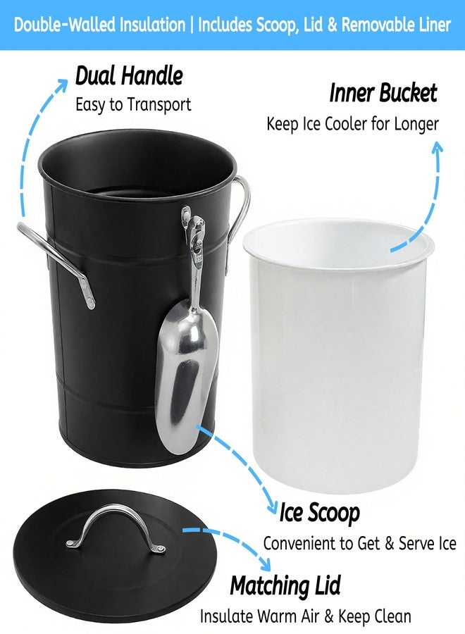 YOUEON 4L Ice Bucket with Scoop and Lid, Double Walled Insulated Wine Bucket Chiller with Carry Handles, Beverage Tub for Cocktail Party, Camping, BBQ, Indoor & Outdoor Use, Black - Image 3