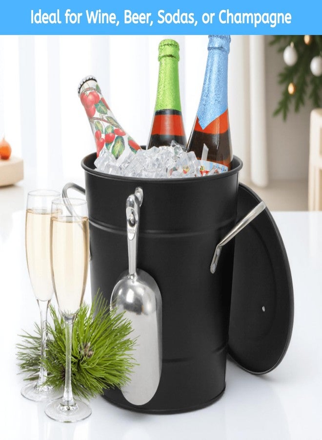 YOUEON 4L Ice Bucket with Scoop and Lid, Double Walled Insulated Wine Bucket Chiller with Carry Handles, Beverage Tub for Cocktail Party, Camping, BBQ, Indoor & Outdoor Use, Black - Image 5