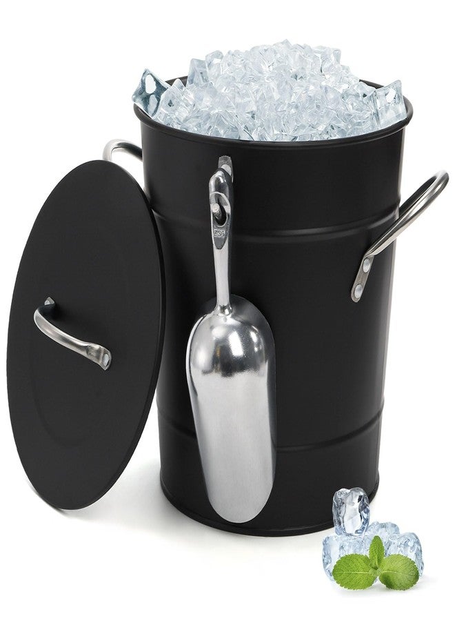 YOUEON 4L Ice Bucket with Scoop and Lid, Double Walled Insulated Wine Bucket Chiller with Carry Handles, Beverage Tub for Cocktail Party, Camping, BBQ, Indoor & Outdoor Use, Black - Image 1