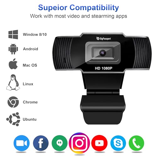 BigPassport 1080P/30FPS Ultra HD Webcam with Mic | 5P Lens USB Camera for Laptop, Desktop, PC | Face Detection, Skype, Zoom, Online Meetings, Classes – Pro-Live N3 - Image 2