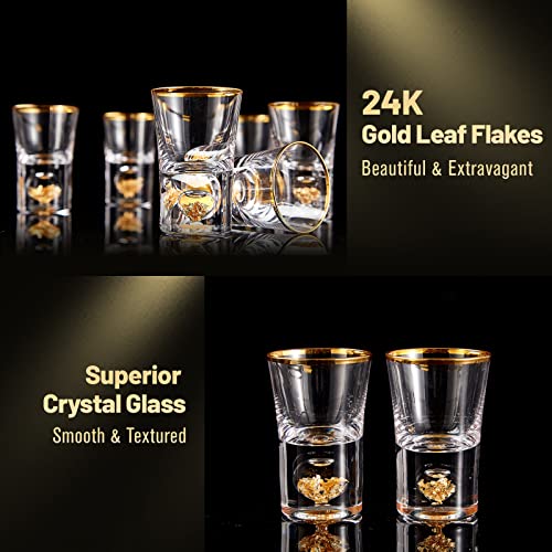 DUJUST Shot Glasses (1.5oz), Crystal Shot Glass Set Decorated with 24K Gold Leaf Flakes, Cool & Cute Shot Cups, BPA-Free & Lead-Free, Perfect for Décor & Collection, Gift Choices - 6 pcs - Image 3