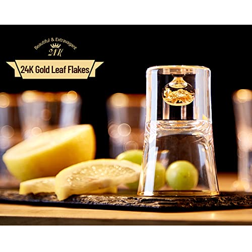 DUJUST Shot Glasses (1.5oz), Crystal Shot Glass Set Decorated with 24K Gold Leaf Flakes, Cool & Cute Shot Cups, BPA-Free & Lead-Free, Perfect for Décor & Collection, Gift Choices - 6 pcs - Image 2