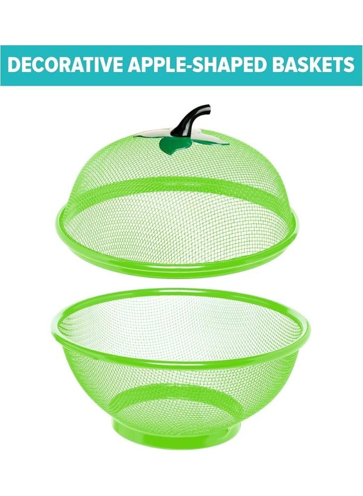 لافيش سلة تخزين فواكه كبيرة جدًا على شكل تفاحة مع غطاء شبكي، 25 سم، لون أخضر، حامل فواكه طازجة، يحمي من الذباب والحشرات غير المرغوب فيها. - Image 4