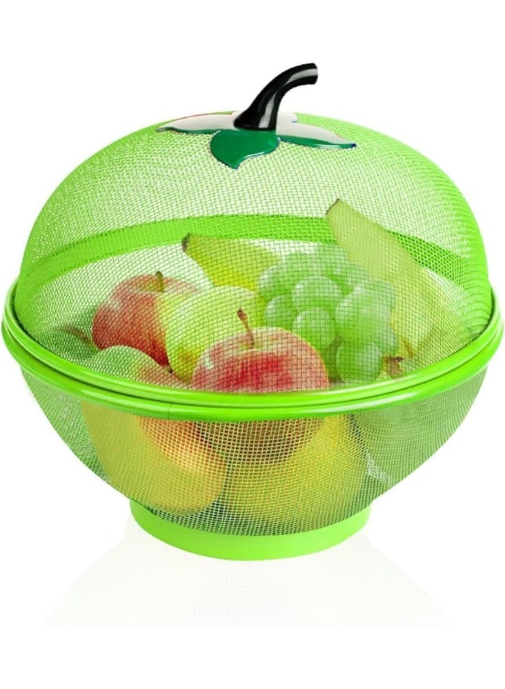 لافيش سلة تخزين فواكه كبيرة جدًا على شكل تفاحة مع غطاء شبكي، 25 سم، لون أخضر، حامل فواكه طازجة، يحمي من الذباب والحشرات غير المرغوب فيها. - Image 3