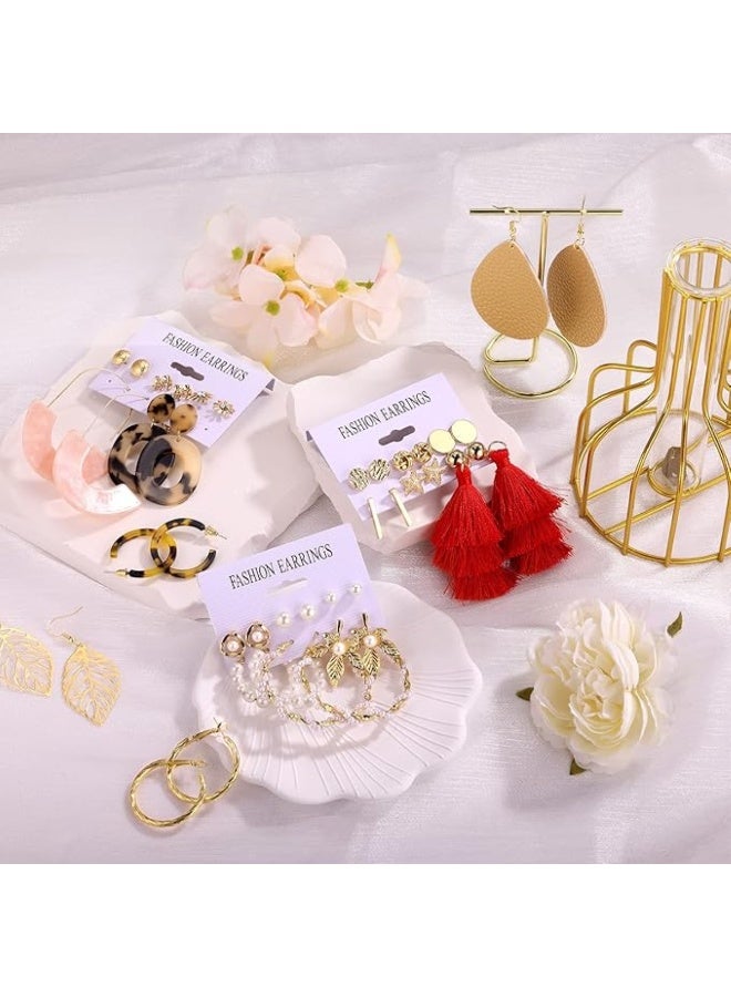 Huitich 59-Piece Fashion Earring Set for Women Mixed Styles Hoop, Stud, Dangle & Tassel Earrings - Image 4