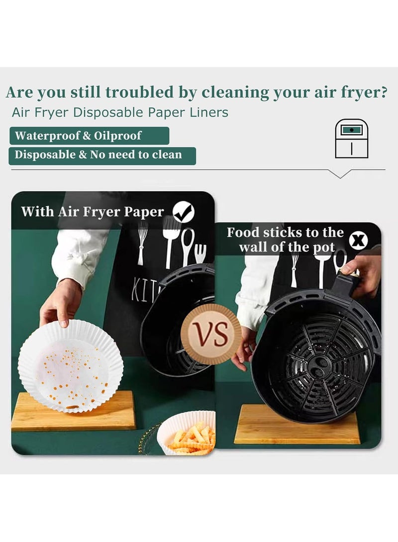 Meetion 50pcs Air Fryer Disposable Paper Liner, Air Fryer Liner Parchment Paper, Round Non-stick Oil-proof, Water-proof, Natural Food Grade Parchment for Baking Roasting Microwave Frying Pan(White, 7.8in) - Image 2