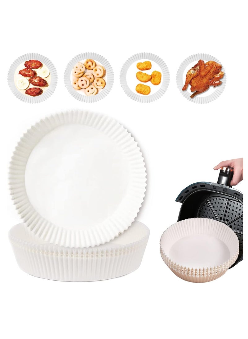 Meetion 50pcs Air Fryer Disposable Paper Liner, Air Fryer Liner Parchment Paper, Round Non-stick Oil-proof, Water-proof, Natural Food Grade Parchment for Baking Roasting Microwave Frying Pan(White, 7.8in) - Image 1