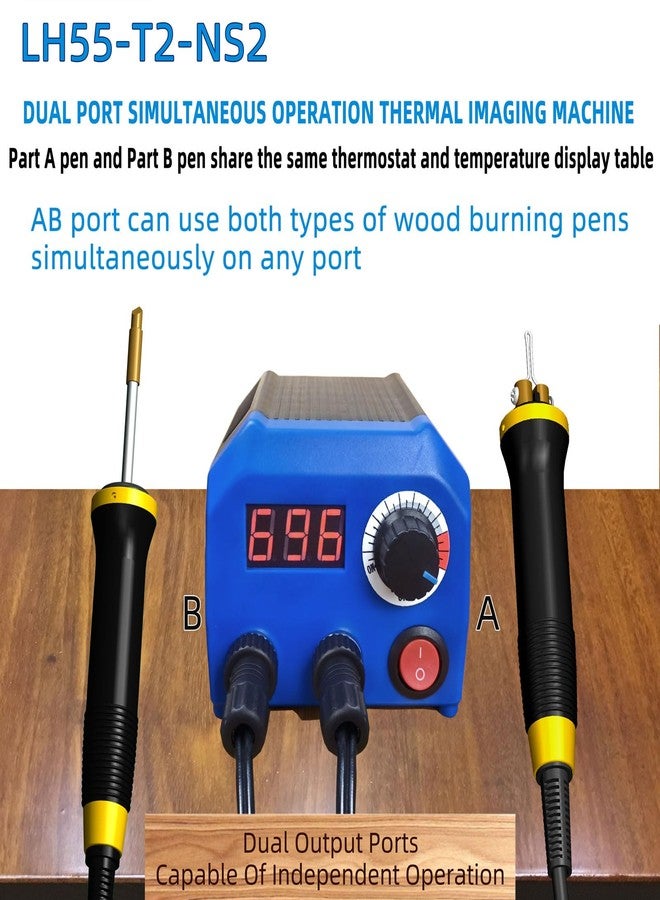FIRElood LH55-T2-NS2 Wood Burner kit offers adjustable temperature control ranging from 200℃ to 750℃, with 2 Detachable Wood Burning Tool Pens, 36 Wood burner Tips,leather crafting, and other pyrographic art - Image 3