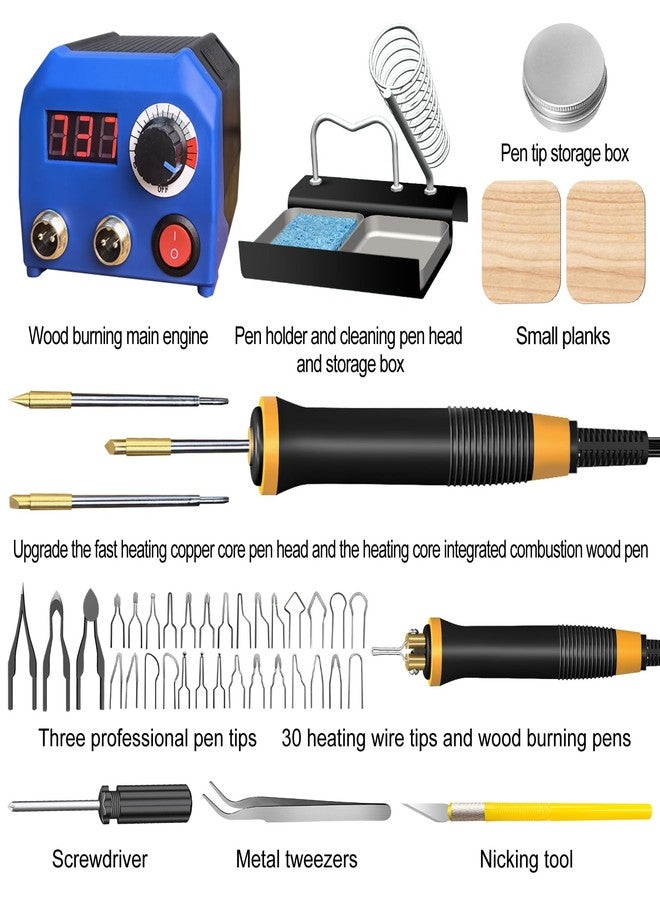 FIRElood LH55-T2-NS2 Wood Burner kit offers adjustable temperature control ranging from 200℃ to 750℃, with 2 Detachable Wood Burning Tool Pens, 36 Wood burner Tips,leather crafting, and other pyrographic art - Image 2