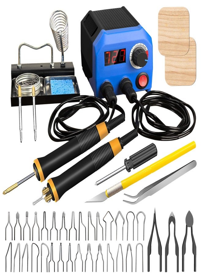 FIRElood LH55-T2-NS2 Wood Burner kit offers adjustable temperature control ranging from 200℃ to 750℃, with 2 Detachable Wood Burning Tool Pens, 36 Wood burner Tips,leather crafting, and other pyrographic art - Image 1