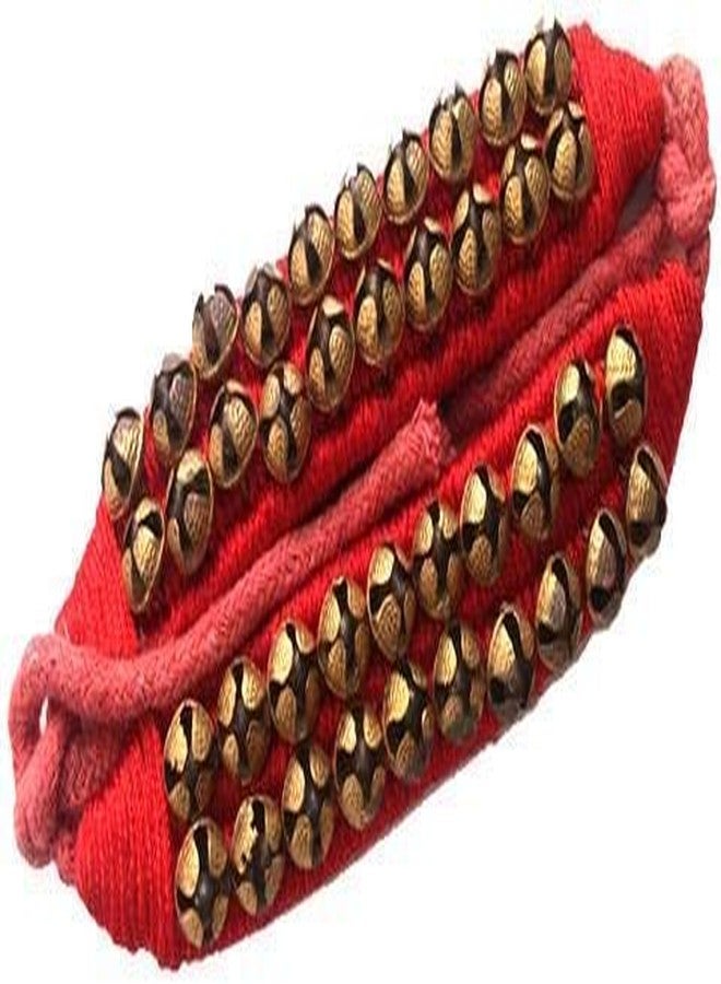 Denique Brass Kathak Dancing Ghungroo Bells 2 Line Classical Dancers Anklet Musical Instrument Bharatnatayam Indian Traditional 40 Bell Red Padded - Image 3