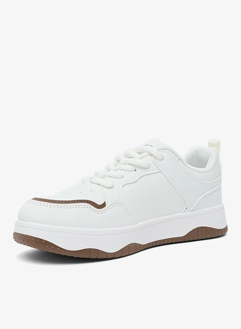 U.S. Polo Assn.  U.S. Polo Assn. Women's Casual Sneakers | Lace-Up Fashion Shoes | Lightweight Comfort Sole | White/Tan for Women | Best Price UAE