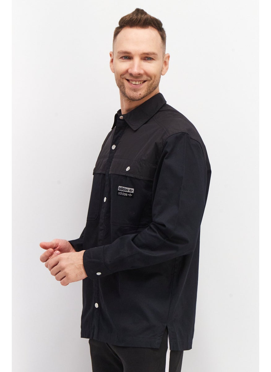 Adidas - Men Sportswear Fit Brand Logo Training Twill Shirt, Black - Image 1