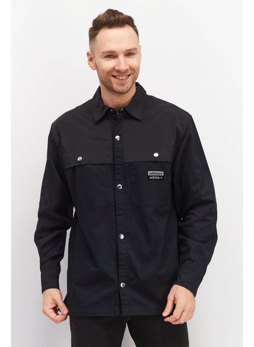 Adidas - Men Sportswear Fit Brand Logo Training Twill Shirt, Black - Image 1