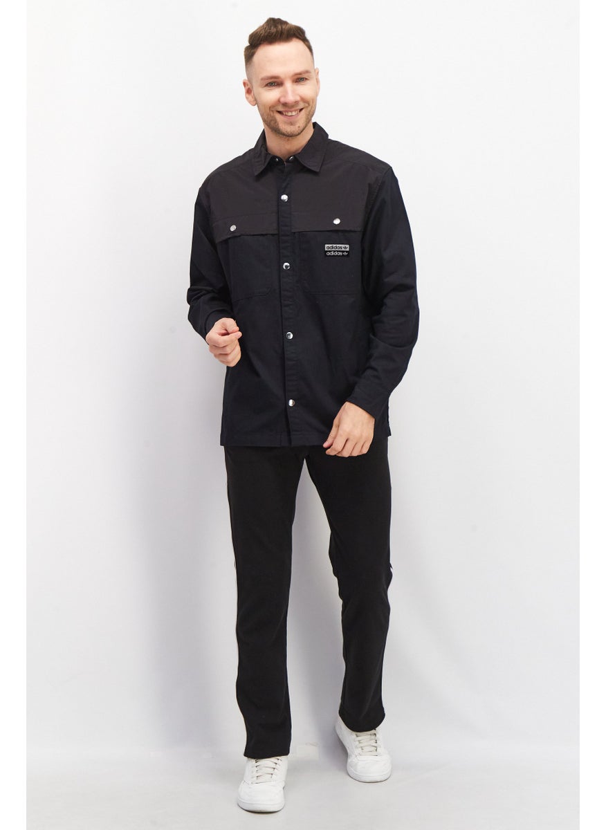 Adidas - Men Sportswear Fit Brand Logo Training Twill Shirt, Black - Image 1