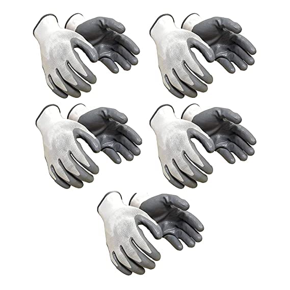RK Trends Safety Hand Gloves for Construction, Gardening, Agriculture, Industrial Safety, Farming, Fishing - 5 Pairs (GREY) - Men & Women  - Image 1